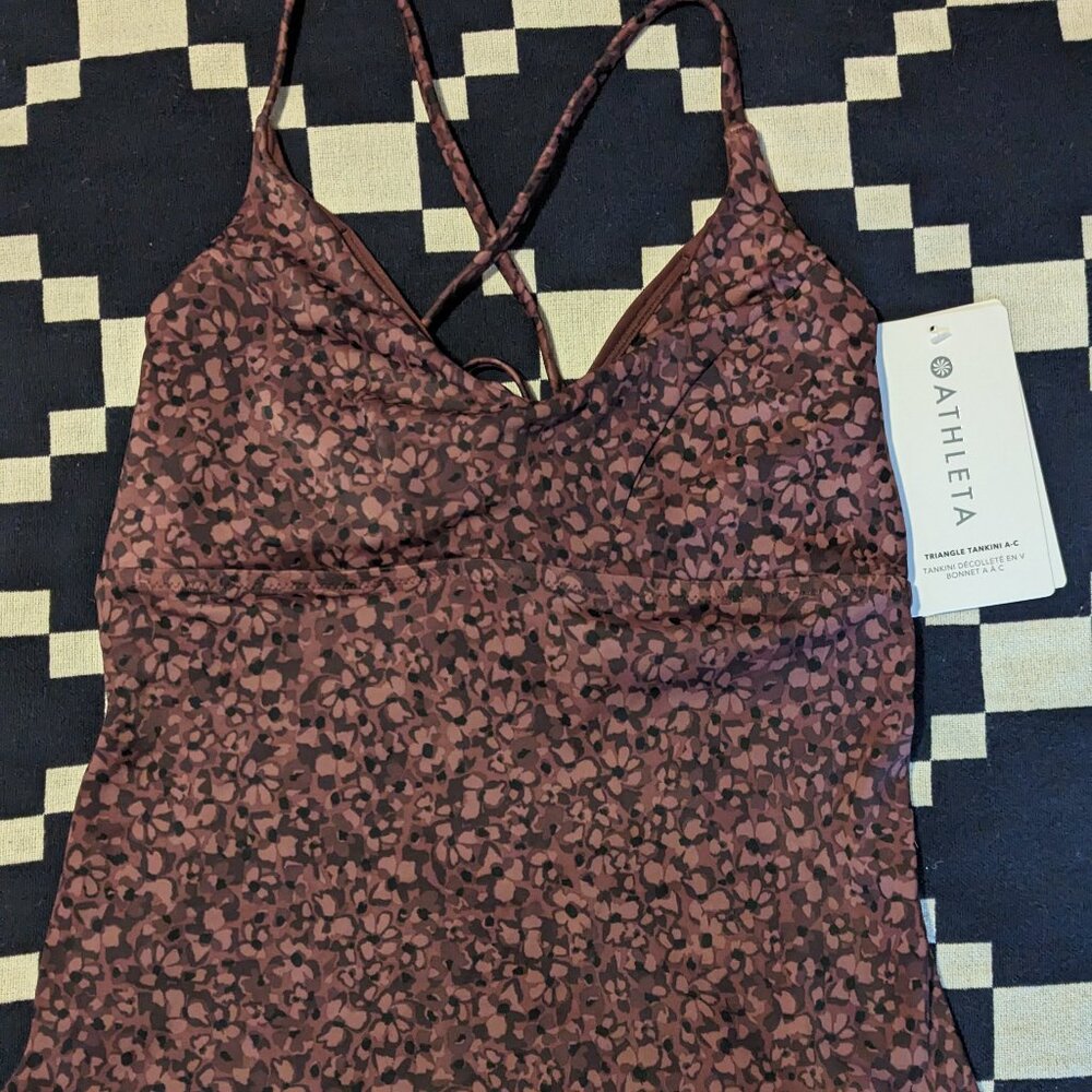 Athleta Triangle Tankini A-C // NWT // Camo Decadent Chocolate Medium